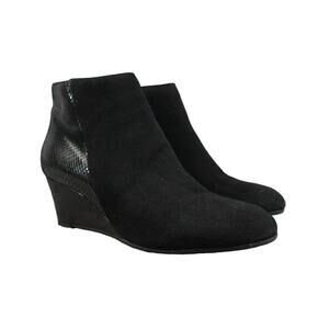 Aquatalia Shoe Women 7.5 Bootie Fashion Wedge Classic Leather Black Judith Snake